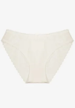 Białe Majtki Typu Figi z Bawełny Ozdobione Koronką Emmoi