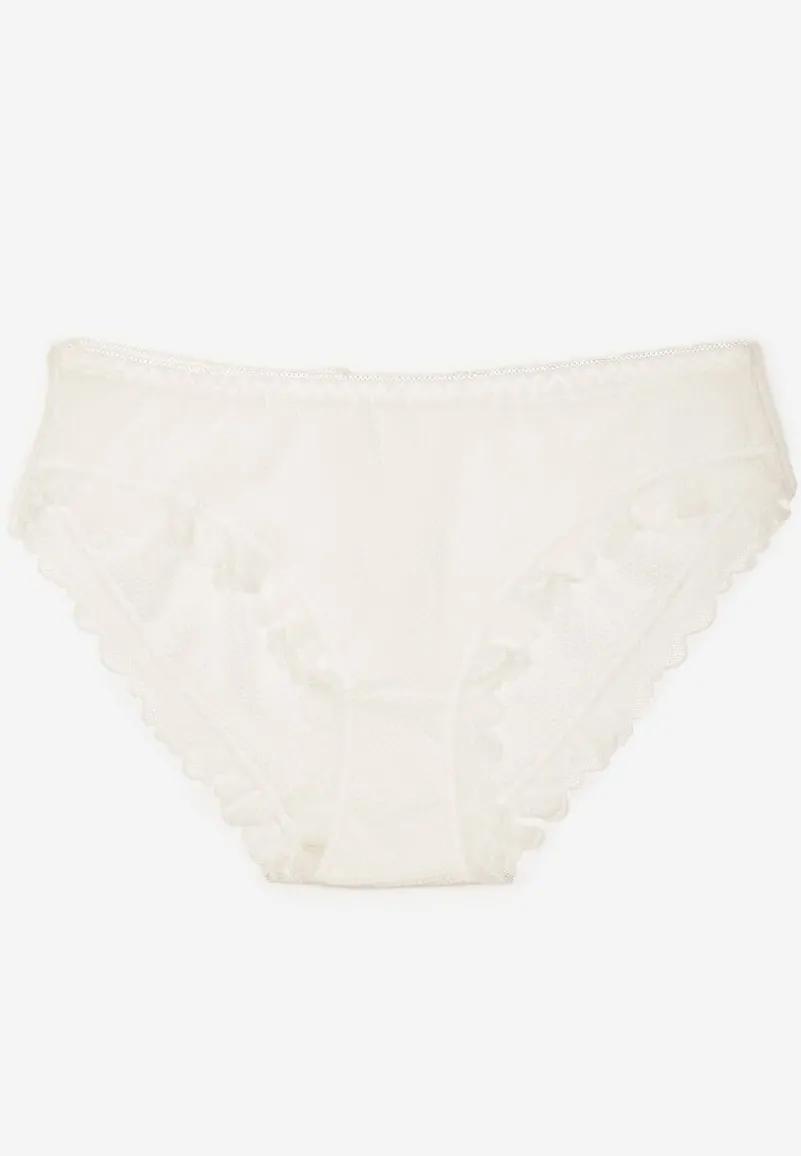 Białe Majtki Typu Figi z Koronką Ranlla