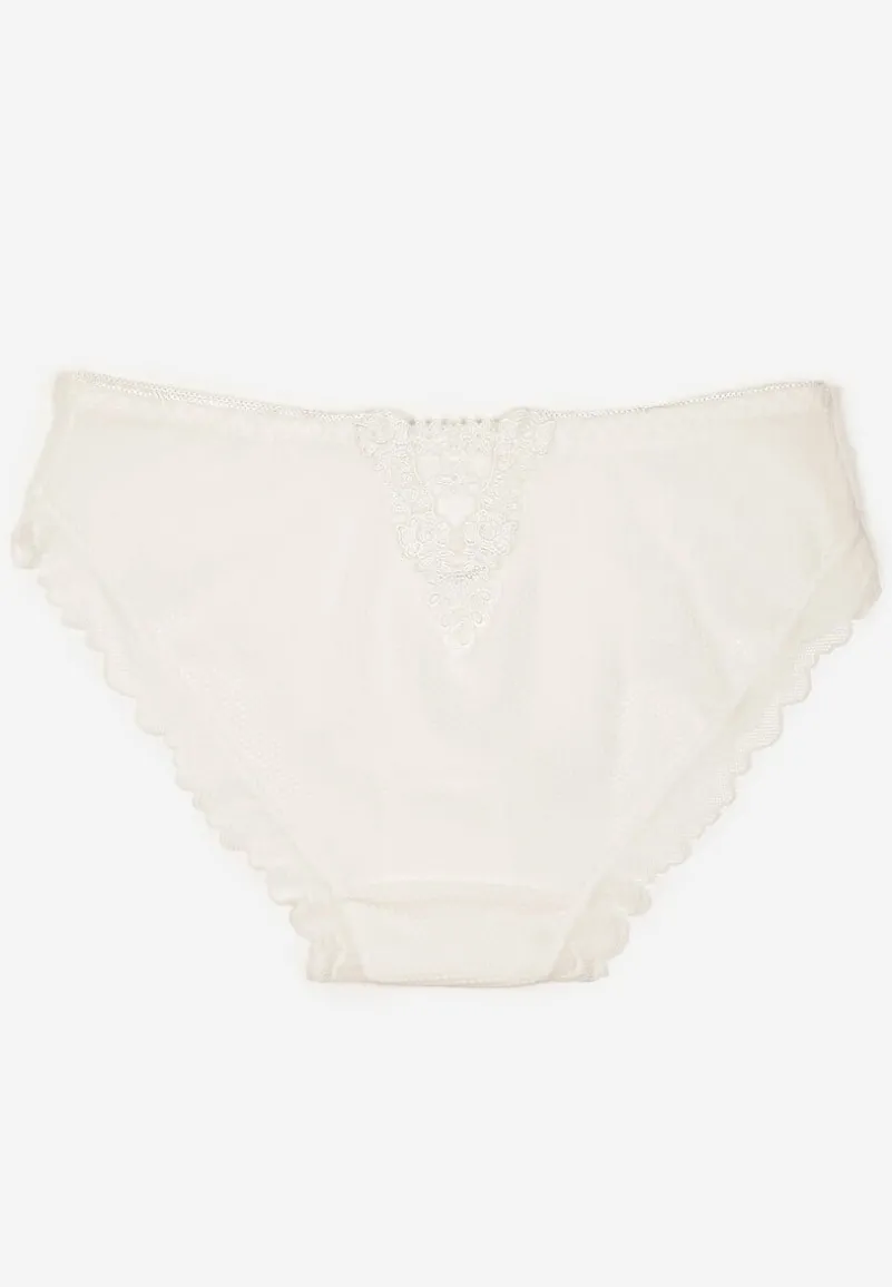 Białe Majtki Typu Figi z Koronką Ranlla