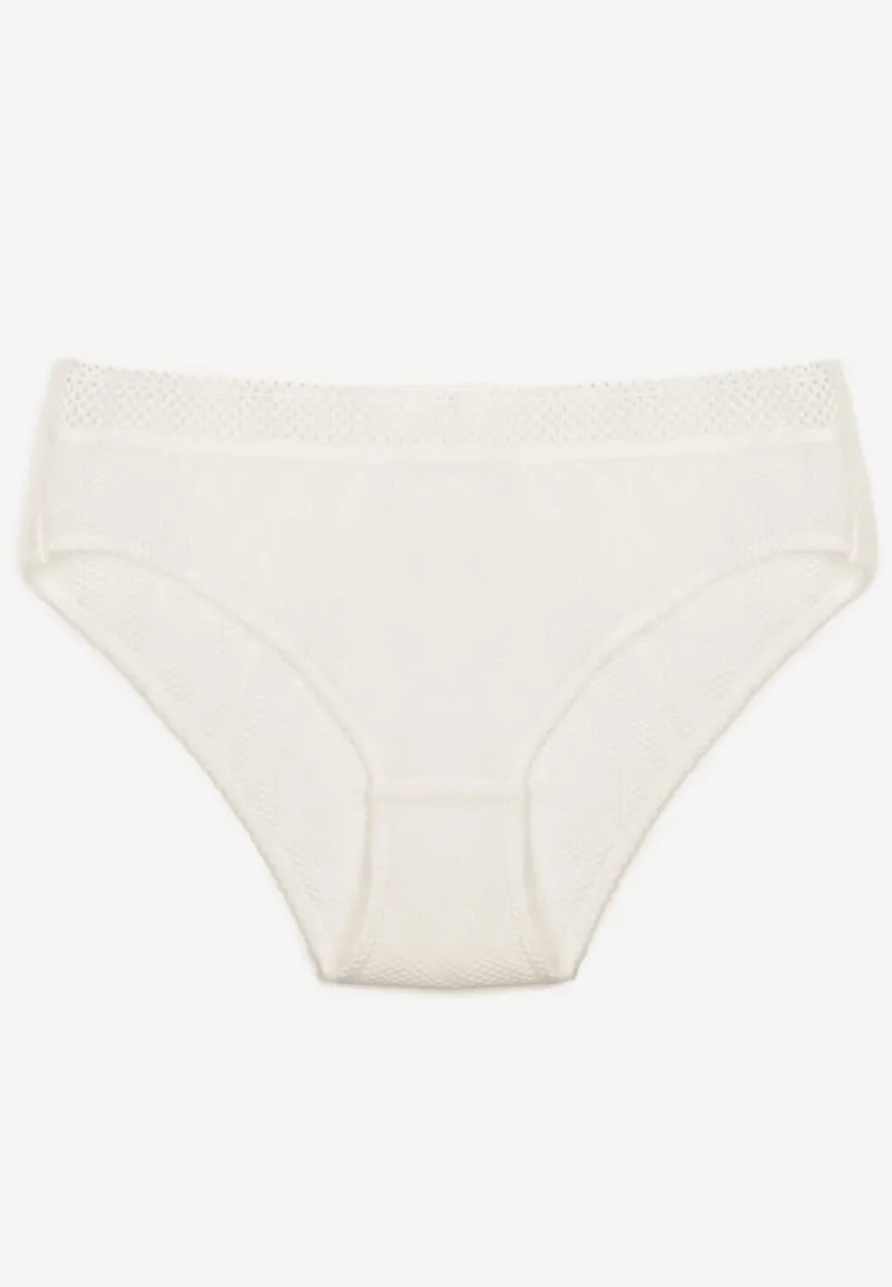 Białe Majtki Typu Figi z Koronką Tirwia