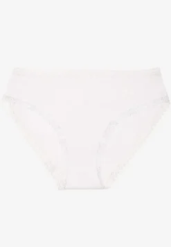 Białe Majtki z Bawełny o Kroju Fig z Ozdobną Koronką Talivina