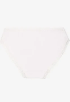 Białe Majtki z Bawełny o Kroju Fig z Ozdobną Koronką Talivina