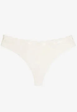 Białe Prążkowane Majtki Stringi z Bawełny Tesivia