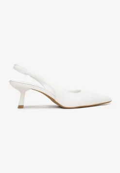 Białe Sandały na Obcasie Kaczuszka ze Szpiczastym Noskiem Elda
