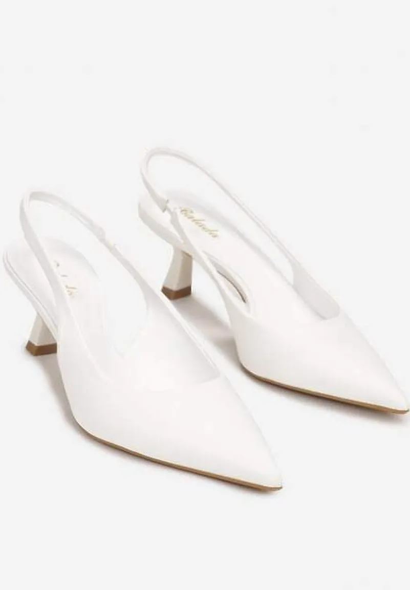 Białe Sandały na Obcasie Kaczuszka ze Szpiczastym Noskiem Elda