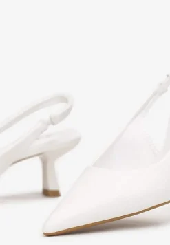 Białe Sandały na Obcasie Kaczuszka ze Szpiczastym Noskiem Elda