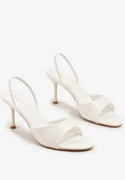 Białe Sandały Vices na Obcasie Typu Szpilka z Elastycznym Paskiem Evastaria