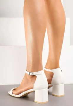 Białe Sandały Vices na Słupku z Kwadratowym Noskiem Galamia