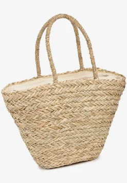 Biało-Beżowa Torebka Shopperka na Suwak Wykończona Cekinami Frędzlami i Taśmą z Koronki Laxbia