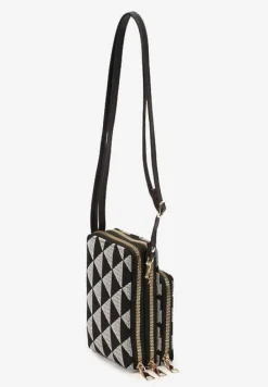 Biało-Czarna Torebka Etui na Telefon na Ramię Zapinana na Suwak Sevse