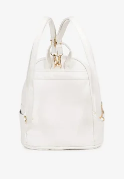 Biały Casualowy Plecak z Metalicznym Suwakiem Idalerra