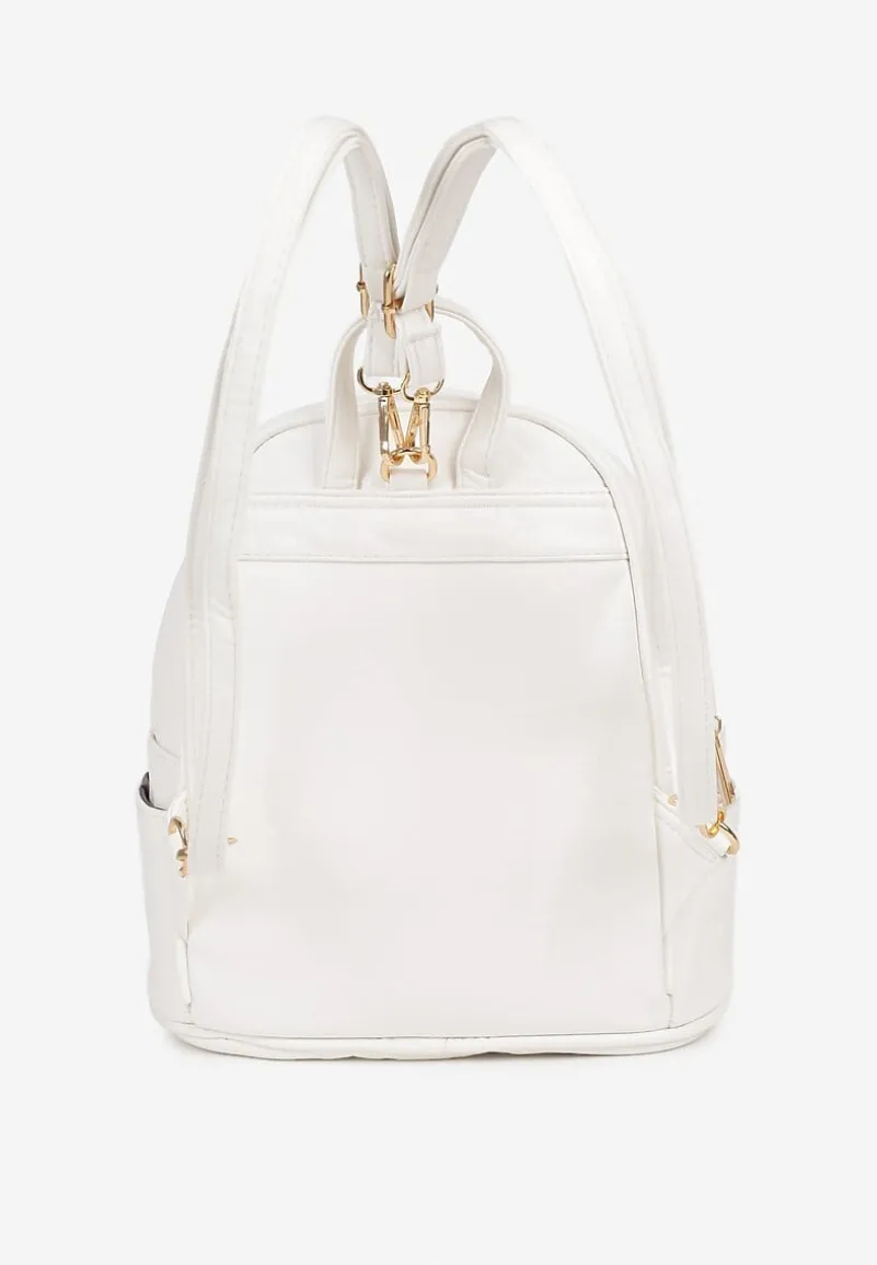 Biały Casualowy Plecak z Metalicznym Suwakiem Idalerra