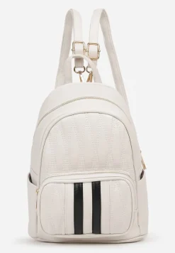 Biały Casualowy Plecak z Tłoczonym Wzorem i Regulowanymi Odpinanymi Paskami Nelarose