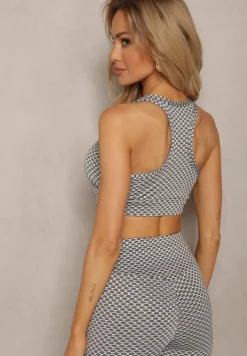 Biały Elastyczny Top Biustonosz w Sportowym Stylu Refettia