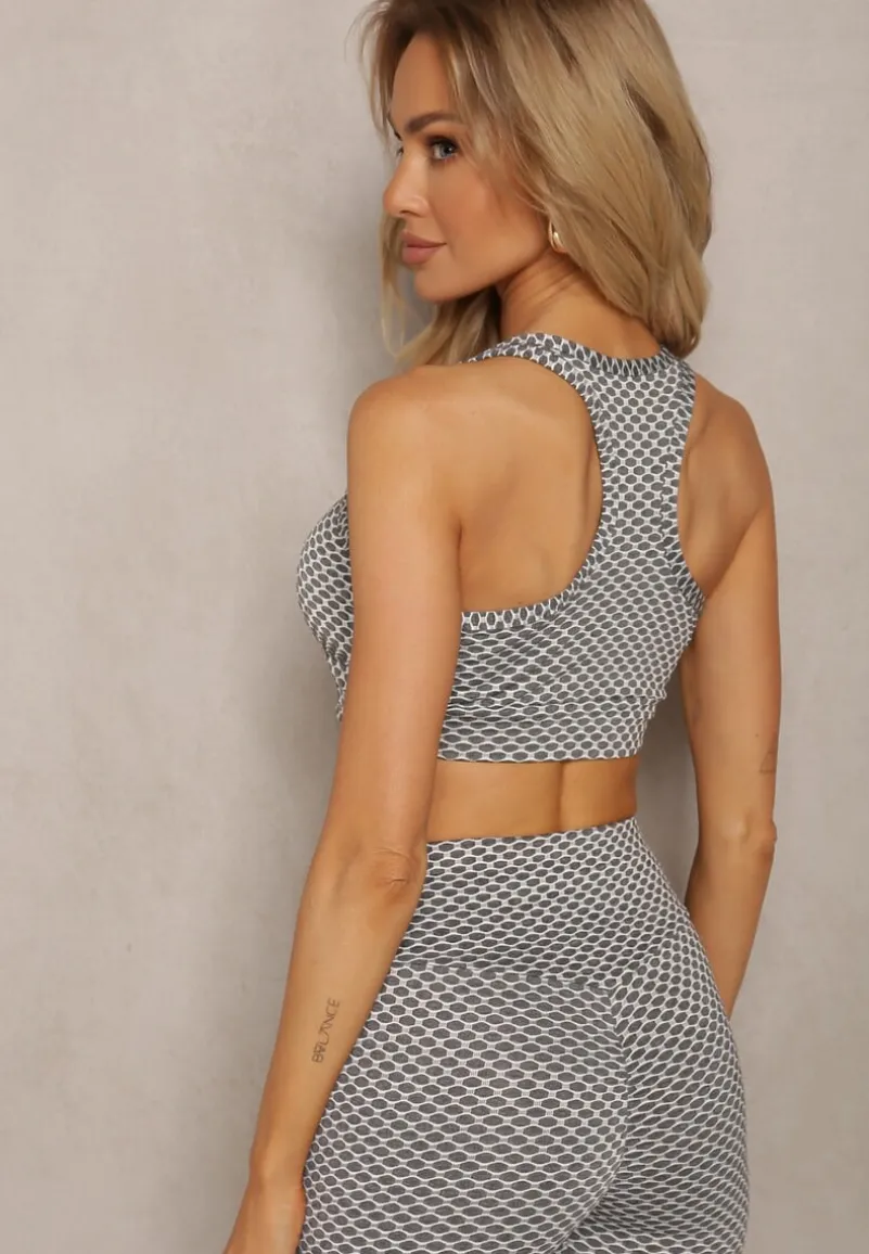 Biały Elastyczny Top Biustonosz w Sportowym Stylu Refettia