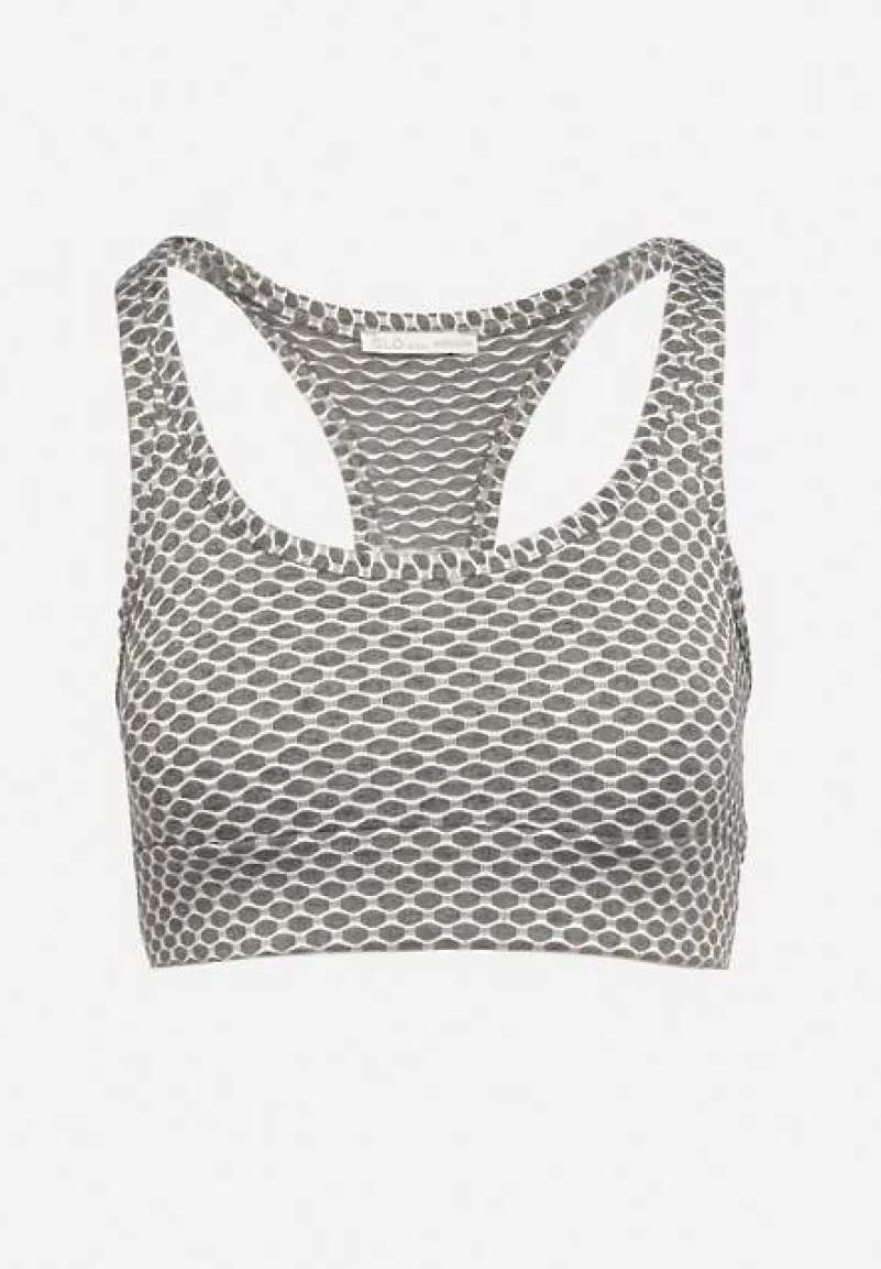 Biały Elastyczny Top Biustonosz w Sportowym Stylu Refettia