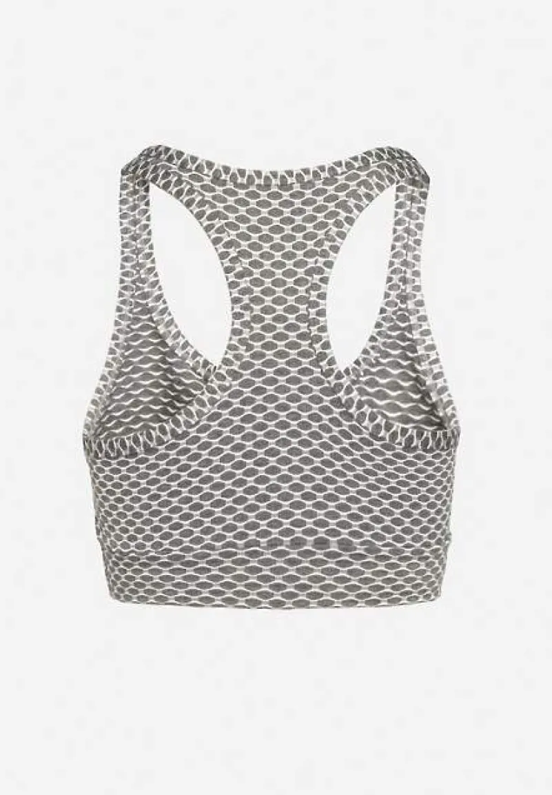 Biały Elastyczny Top Biustonosz w Sportowym Stylu Refettia