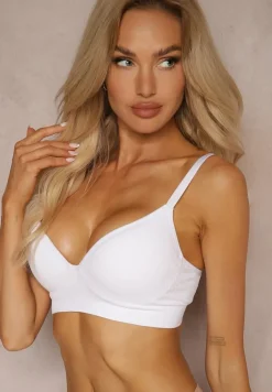 Biały Gładki Biustonosz Sportowy z Regulacją Ramiączek Irissaia