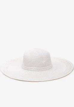 Biały Kapelusz Plażowy z Plecionki w stylu Boho Amicuralia
