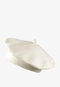 Biały Klasyczny Beret z Antenką z Bawełną i Kaszmirem Emidora