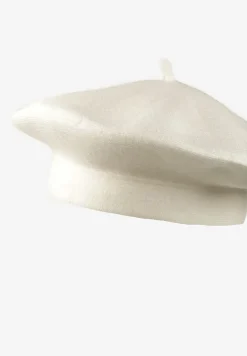 Biały Klasyczny Beret z Antenką z Bawełną i Kaszmirem Emidora