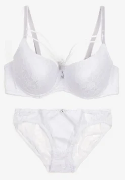 Biały Komplet Bielizny Koronkowej Biustonosz z Paseczkami i Figi Nasirene