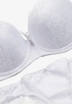 Biały Komplet Bielizny Koronkowej Biustonosz z Paseczkami i Figi Nasirene