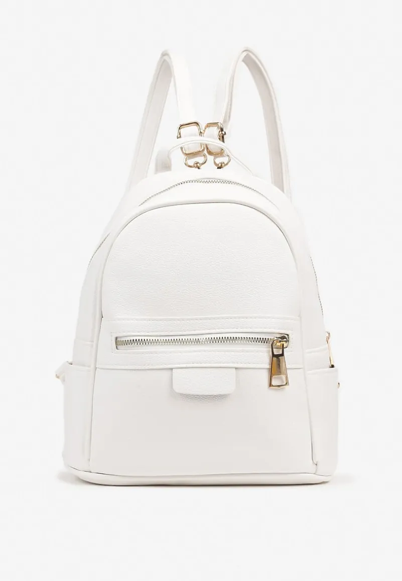 Biały Mały Plecak Trapezowy Zdobiony Aplikacją Paseriela