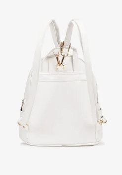 Biały Mały Plecak Trapezowy Zdobiony Aplikacją Paseriela