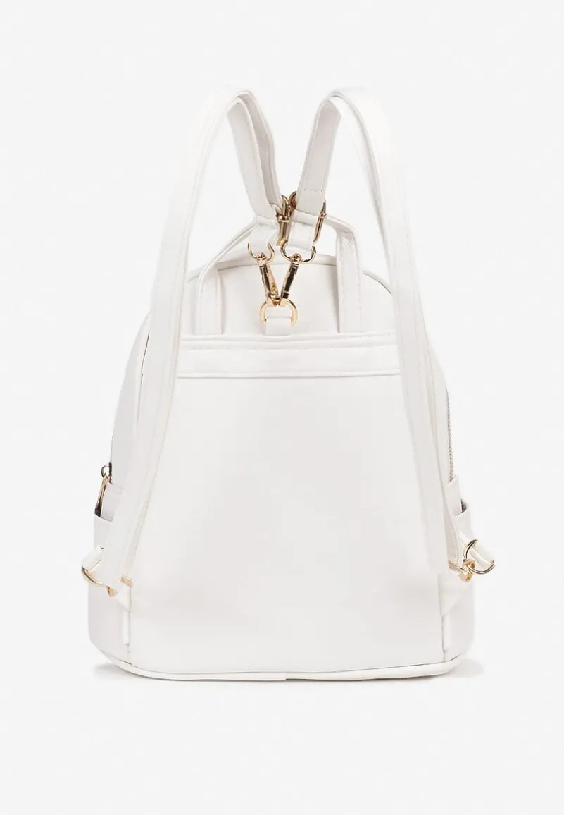 Biały Mały Plecak Trapezowy Zdobiony Aplikacją Paseriela