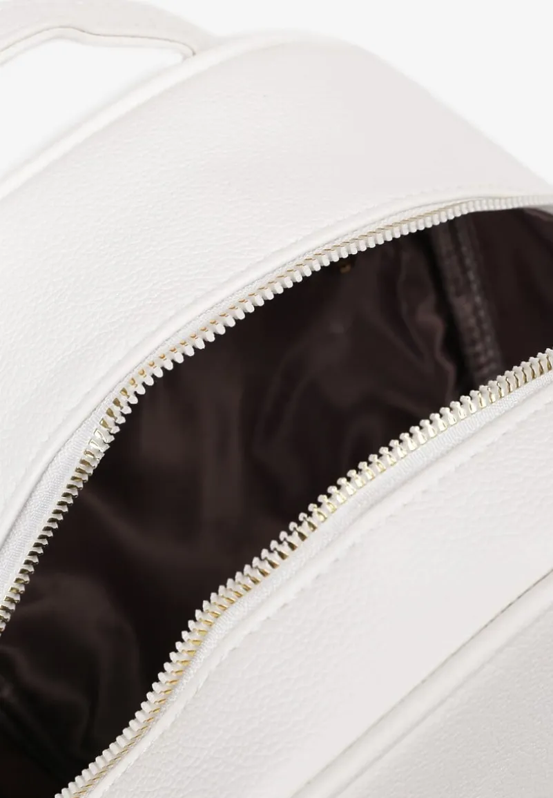 Biały Mały Plecak Trapezowy Zdobiony Aplikacją Paseriela