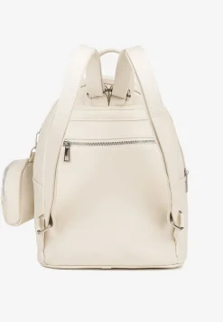 Biały Mały Plecak z Dodatkową Saszetką i Kieszenią z Suwakiem Pasianne