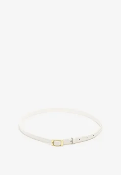 Biały Pasek Cienki z Prostokątną Klamrą Voreyna