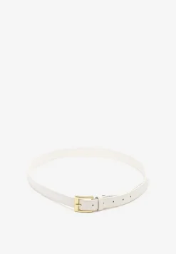 Biały Pasek Ozdobiony Metalową Klamrą Nairavina