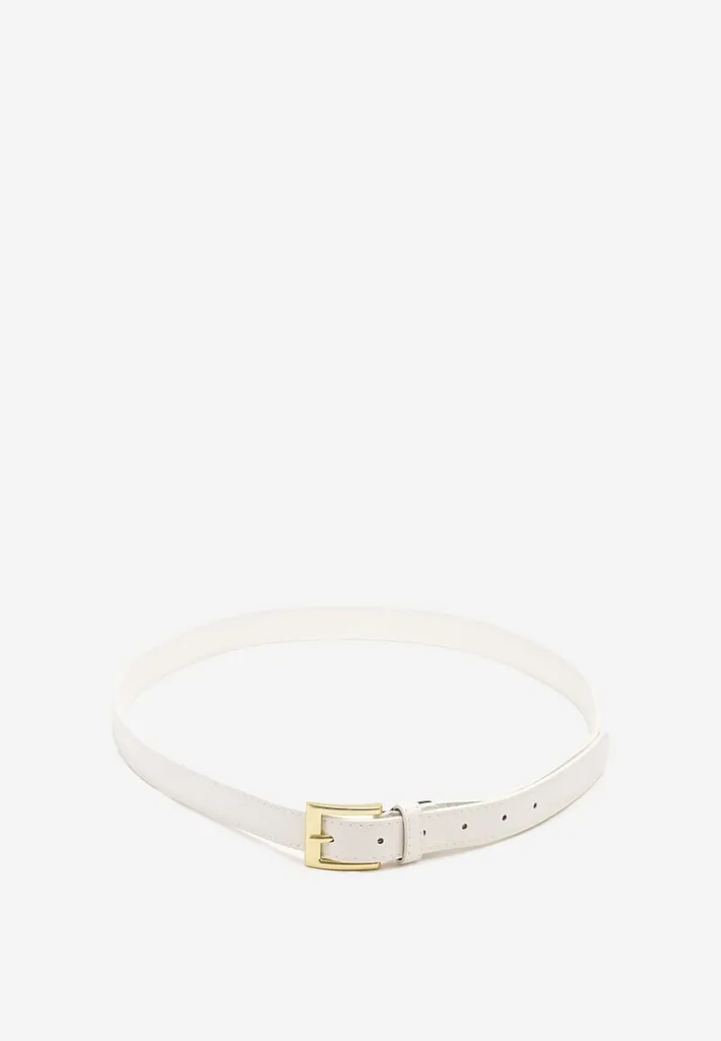 Biały Pasek Ozdobiony Metalową Klamrą Nairavina