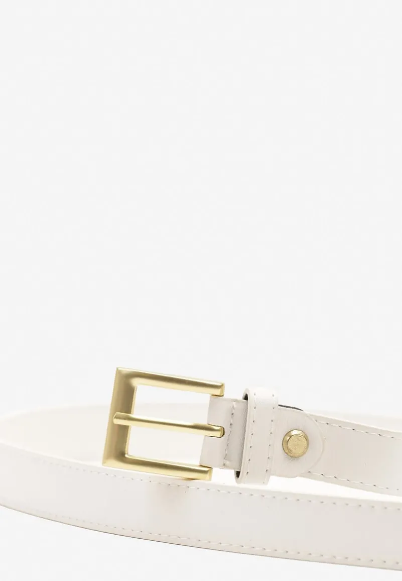 Biały Pasek Ozdobiony Metalową Klamrą Nairavina