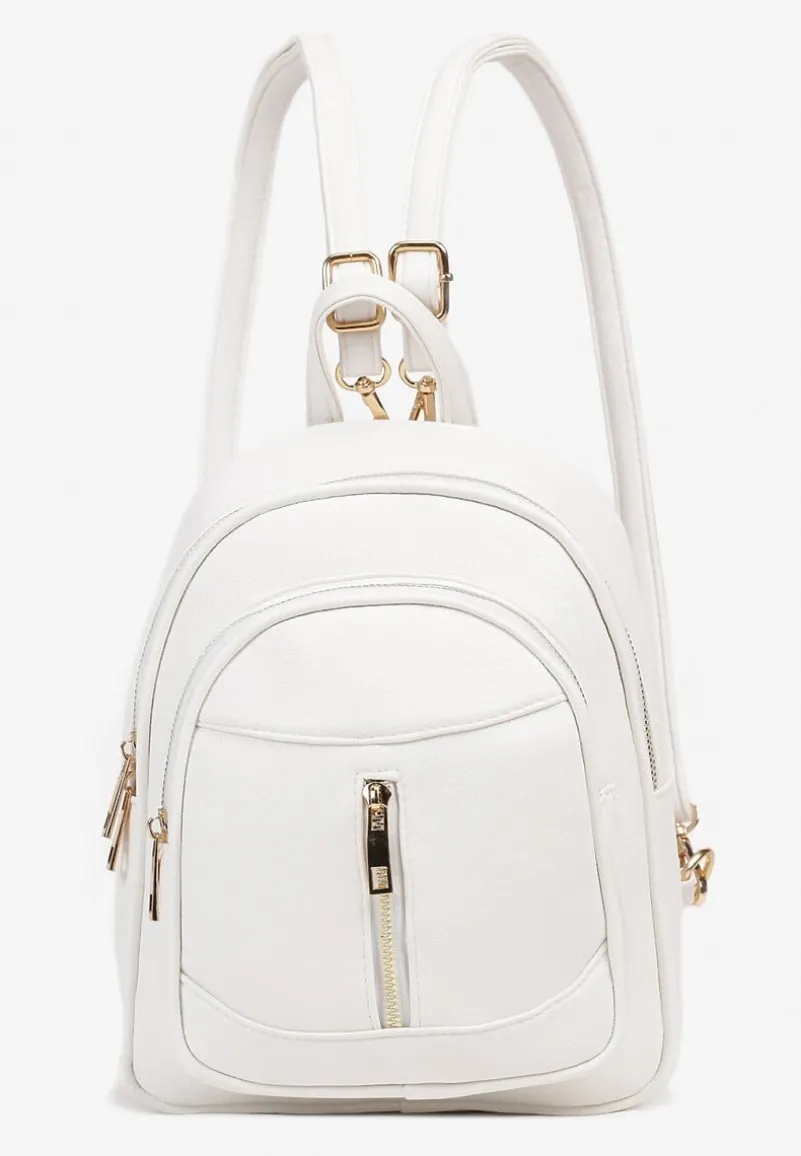 Biały Plecak na Ramiączkach z Regulacją Wykończony Suwakami Nelsey