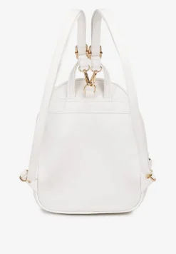 Biały Plecak na Suwak Wykończony Regulowanymi Odpinanymi Paskami Nelda