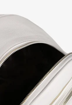 Biały Plecak na Suwak Wykończony Regulowanymi Odpinanymi Paskami Nelda