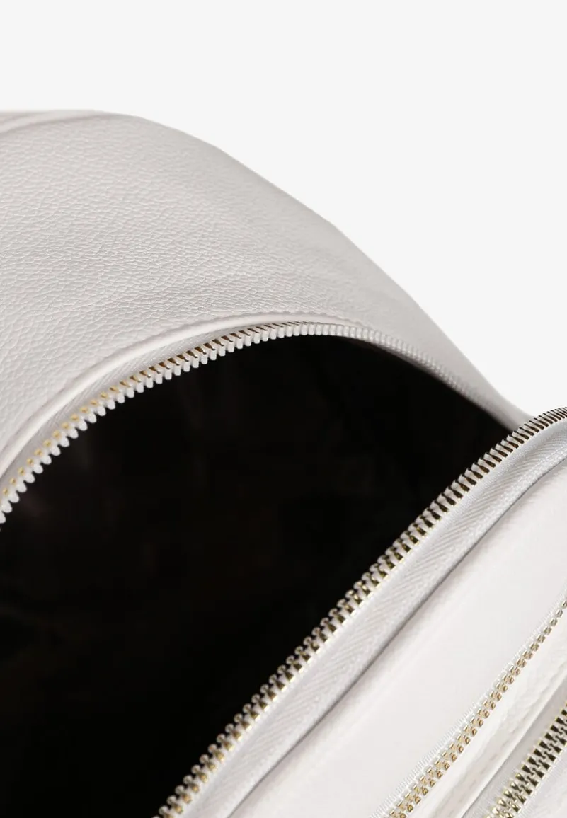 Biały Plecak na Suwak Wykończony Regulowanymi Odpinanymi Paskami Nelda