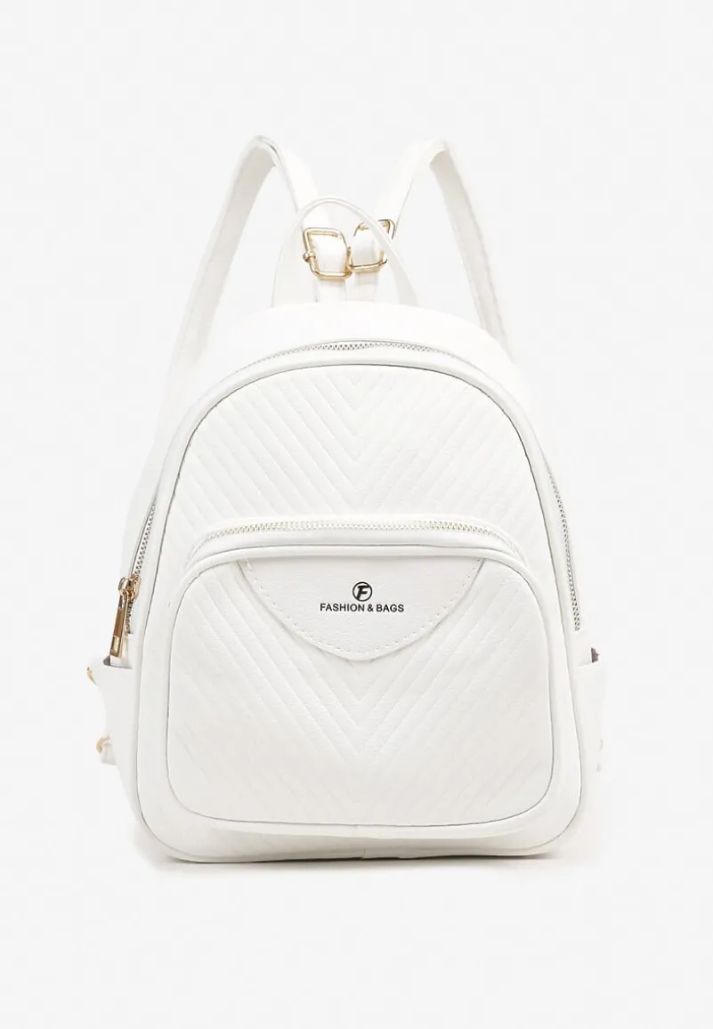 Biały Plecak Ozdobiony Delikatnym Tłoczeniem Arseki