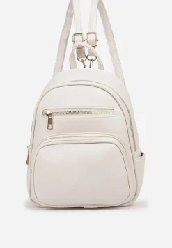 Biały Plecak Ozdobiony Suwakami z Odpinanymi Paskami z Regulacją Nelmira