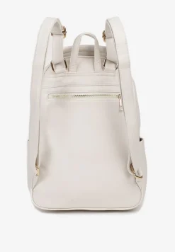 Biały Plecak z Dodatkową Kieszonką i Frędzlem Moratia