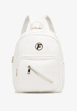 Biały Plecak z Ozdobną Aplikacją i Suwakiem Milaretta