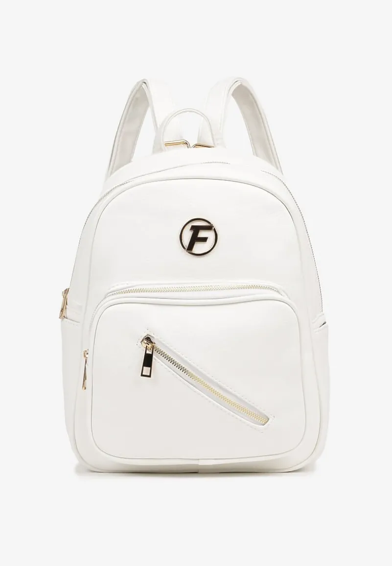 Biały Plecak z Ozdobną Aplikacją i Suwakiem Milaretta