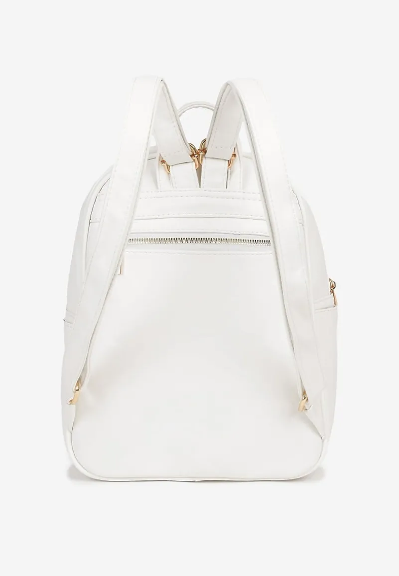 Biały Plecak z Ozdobną Aplikacją i Suwakiem Milaretta