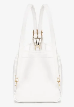 Biały Plecak z Regulowanymi Odpinanymi Paskami Ozdobiony Kieszonką z Klapą Nelope
