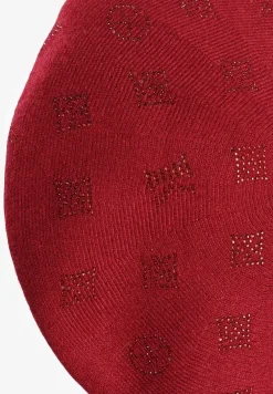 Bordowa Czapka Beret w Naszywki w Cyrkonie Nlaria