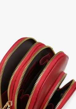 Bordowa Jednolita mała Torebka z Imitacji Skóry Dwukomorowa Mafeli