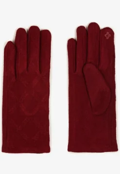 Bordowe Dzianinowe Casualowe Rękawiczki z Bawełną Zinnithoa